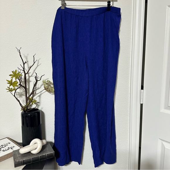 NWT Eileen Fisher Woven Plissé Wide-Leg Pant - Picture 4 of 7